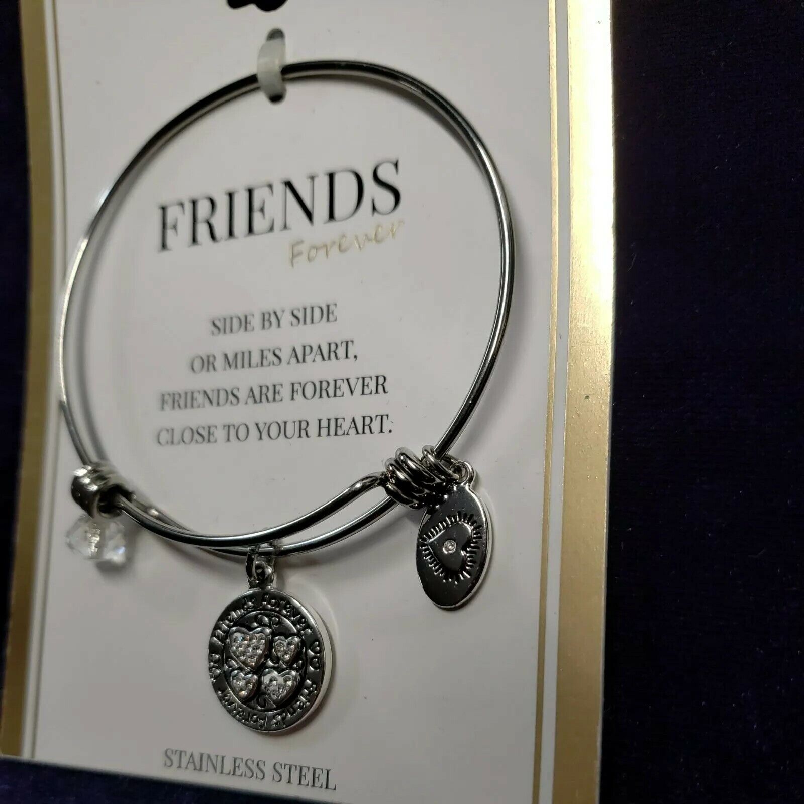 Footnotes Friends Forever Wire Bracelet One Size Adjustable In Silver Tone Nwt — image 5 of 8
